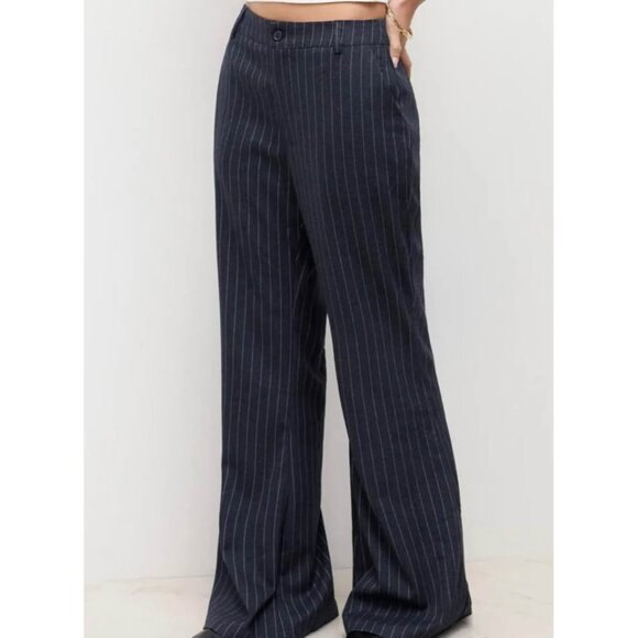XL Flared Pants - Never Worn - Dark Navy Pinstripe - Picture 6 of 10
